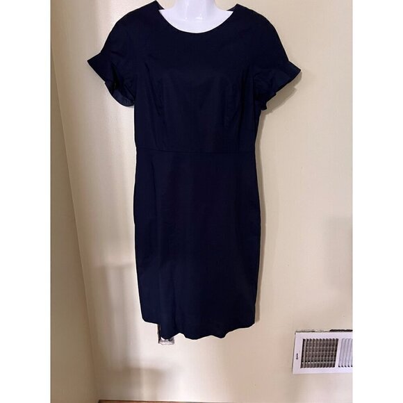 J Crew Navy Blue Short Sleeve Sheath Dress Womens M - Picture 2 of 10